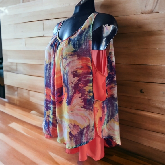 Patrizia Luca Layered Colourful Sleeveless Top - Picture 2 of 7